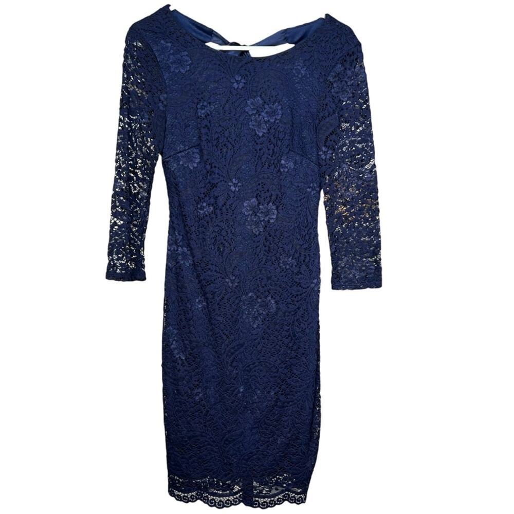 B. Darlin Navy Lace Women’s Midi Dress Size 7 / 8